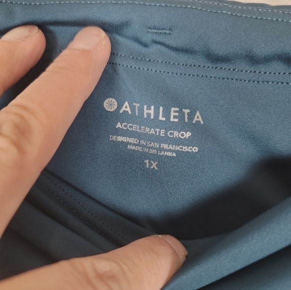 ATHLETA ACCELERATE CROP LEGGINGS IN TEAL GREEN, SZ XL - Picture 6 of 11